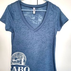 Bella Smoky Blue V-Neck T-Shirt w/CABO Logo Size Large